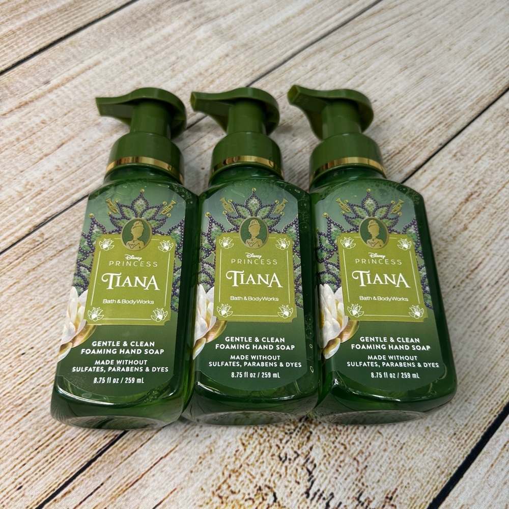 (3) NWT Bath & Body Works Princess Tiana Foaming Hand Soap Set Disney Collab